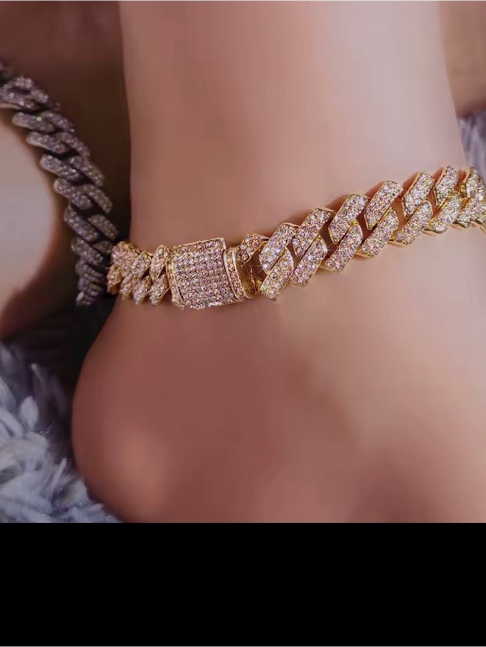 Gold Pave Cuban Link Anklet - Luxury Women's Jewelry